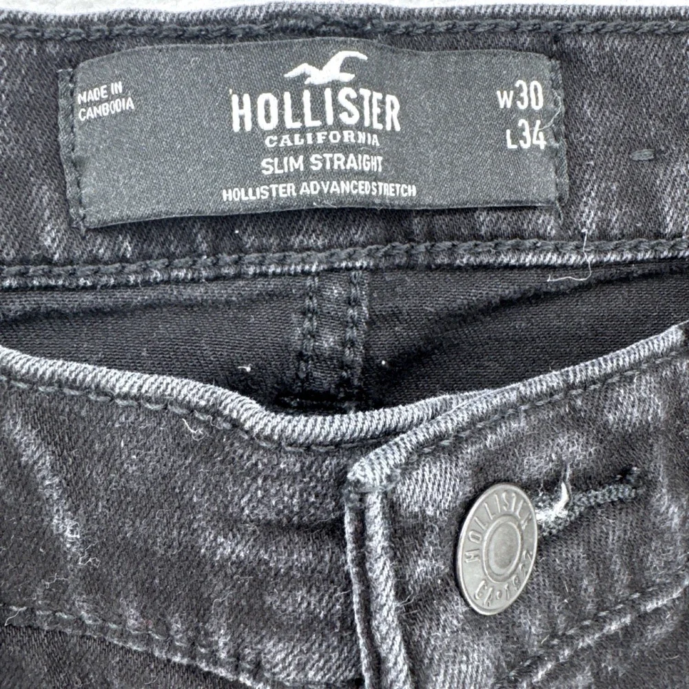 Hollister Mens Slim Straight Jeans 30x34 Actual 30x31 Black Stretch Denim